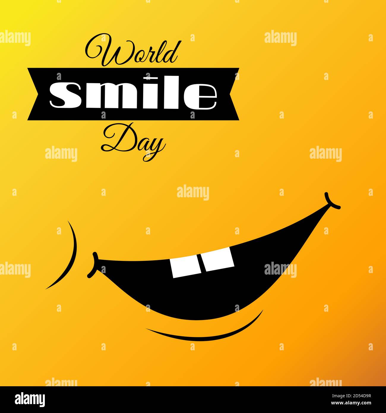 Welt-Lächeln-Tag. Helle Vektor-Grußkarte, Poster und Banner. Stock Vektor