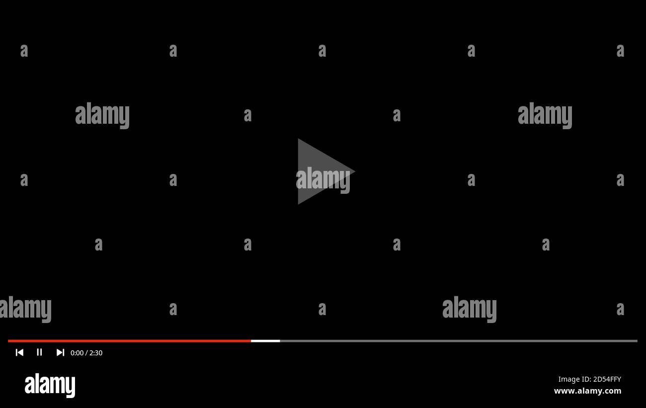 Youtube-Videoplayer. Desktop Flat Multimedia Player-Schnittstelle. Mockup Des Videoplayers Stock Vektor