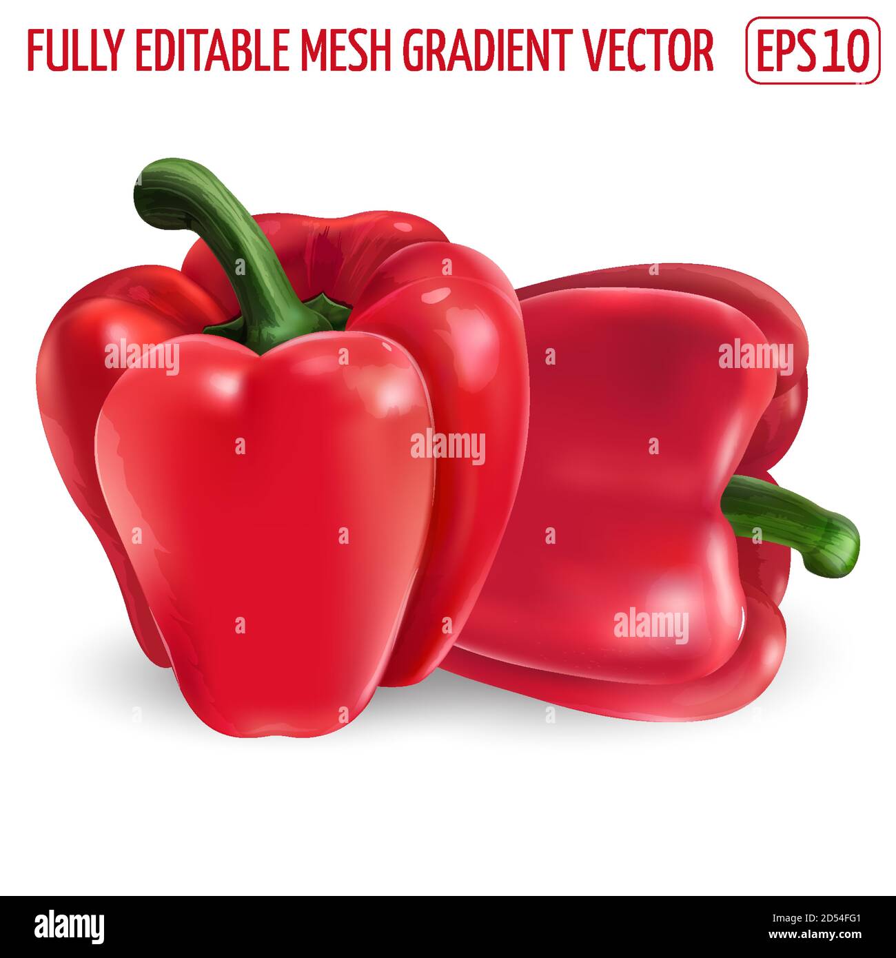 Zwei rote Paprika auf weißem Hintergrund. Stock Vektor