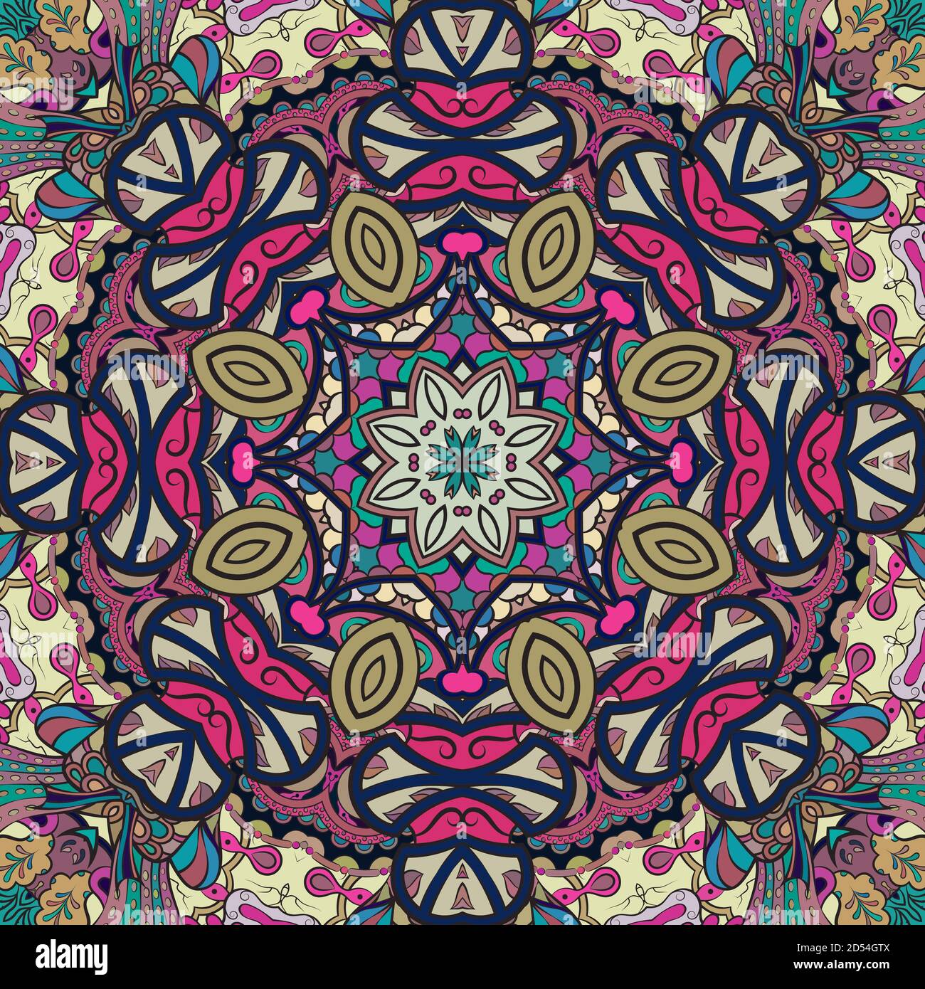 Nahtloses tracery Fliese Mehndi Design Stock Vektor