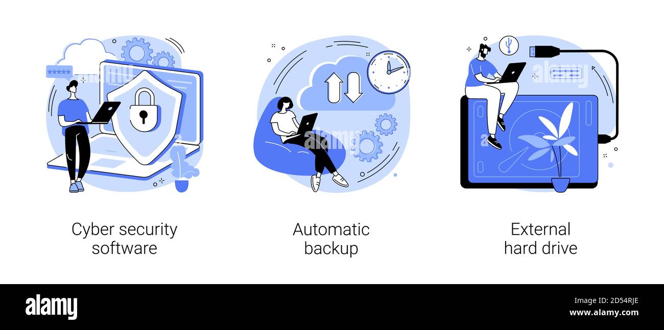 Datenschutz und Recovery abstrakte Konzept Vektor Illustrationen. Stock Vektor