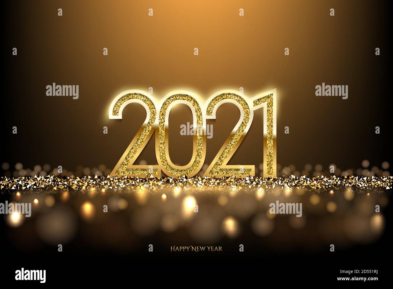 2021 Happy New Year Banner Vektor-Vorlage. Winterurlaub, weihnachten Herzlichen Glückwunsch. Festliche Postkarte, luxuriöses Grußkartenkonzept. Stock Vektor