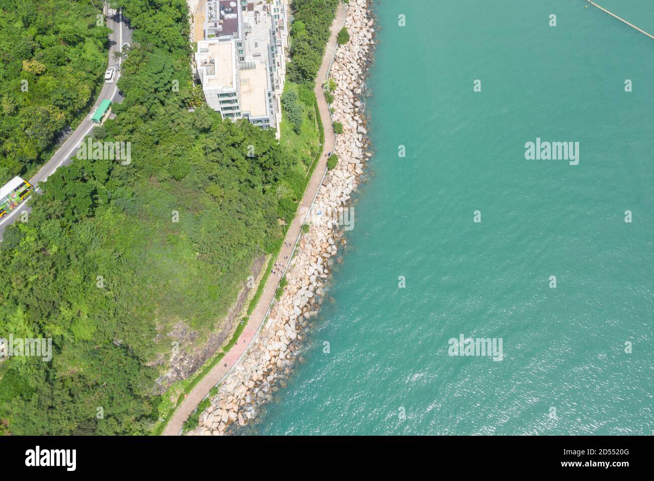 Luftaufnahme des Wanderweges zwischen Tiefwasserbucht und Repulse Bay, auf Hong Kong Insel. Stockfoto