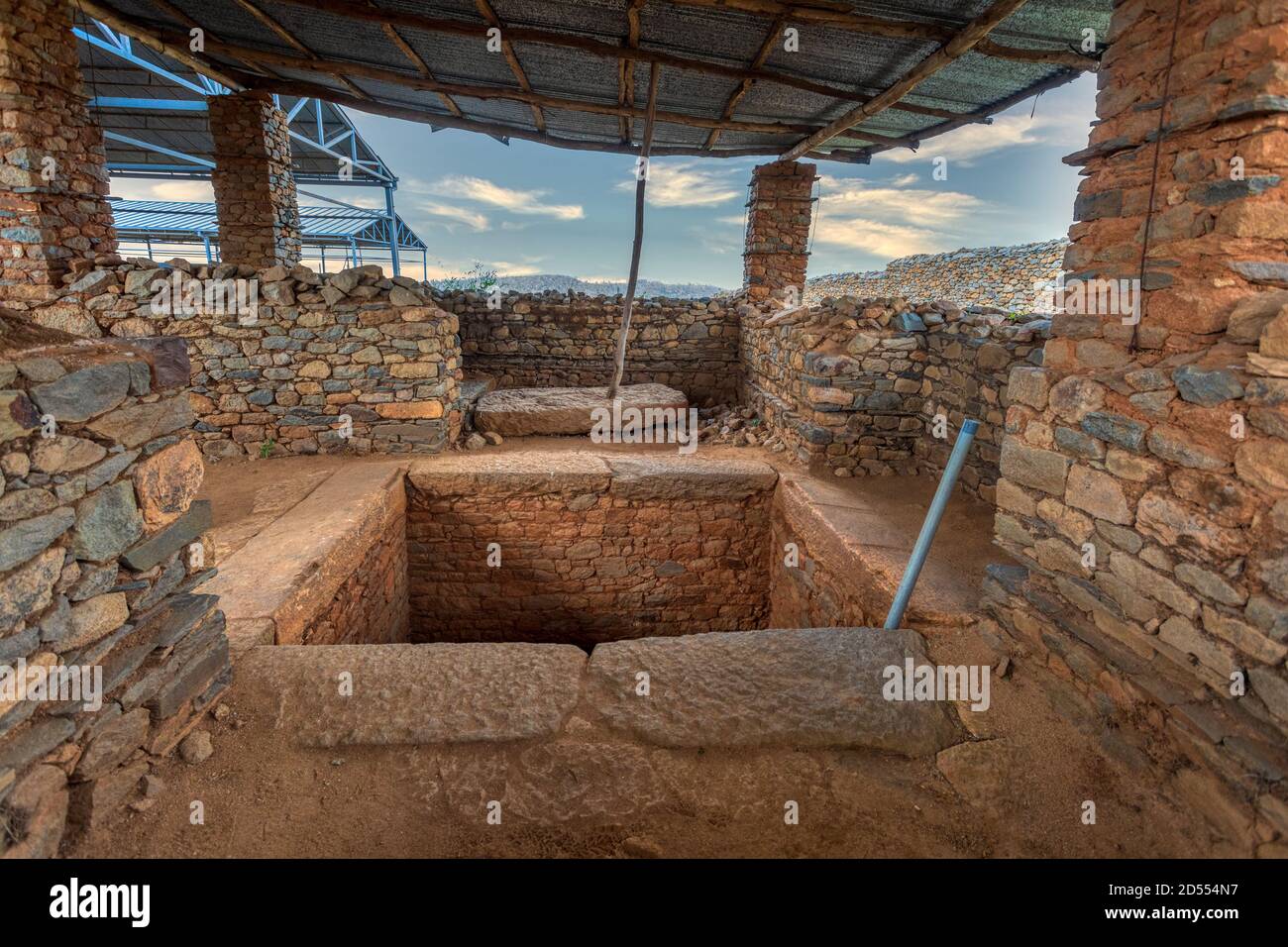 Alte Ruinen der Wiege der Zivilisation, Gräber der Könige Kaleb & Gebremeskel in Aksum Äthiopien Stockfoto