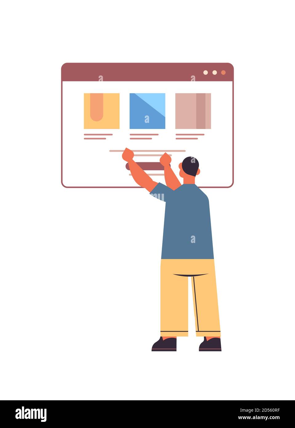 Web-Entwickler testen neue App-Funktionen Anwendungsentwicklung Software-Programmierung Konzept volle Länge vertikale Vektor-Illustration Stock Vektor