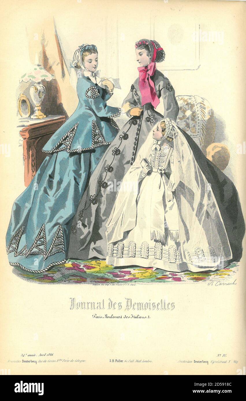 Bild aus Journal des Demoiselles 1866 Französisches Vintage Poster Journal Des Demoiselles Stockfoto