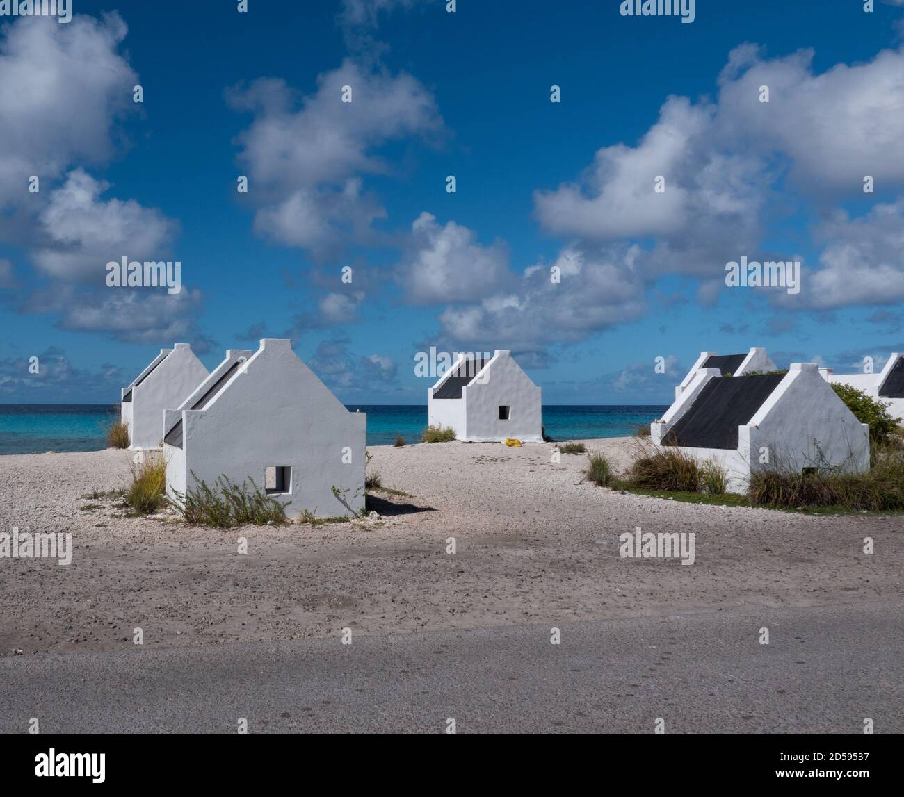 Weiße Sklavenhäuser auf Bonaire Stockfoto