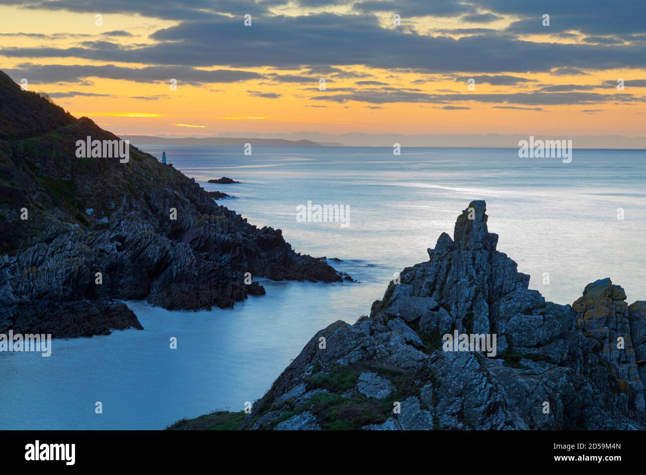 Sonnenaufgang über Polperro Cornwall Stockfoto