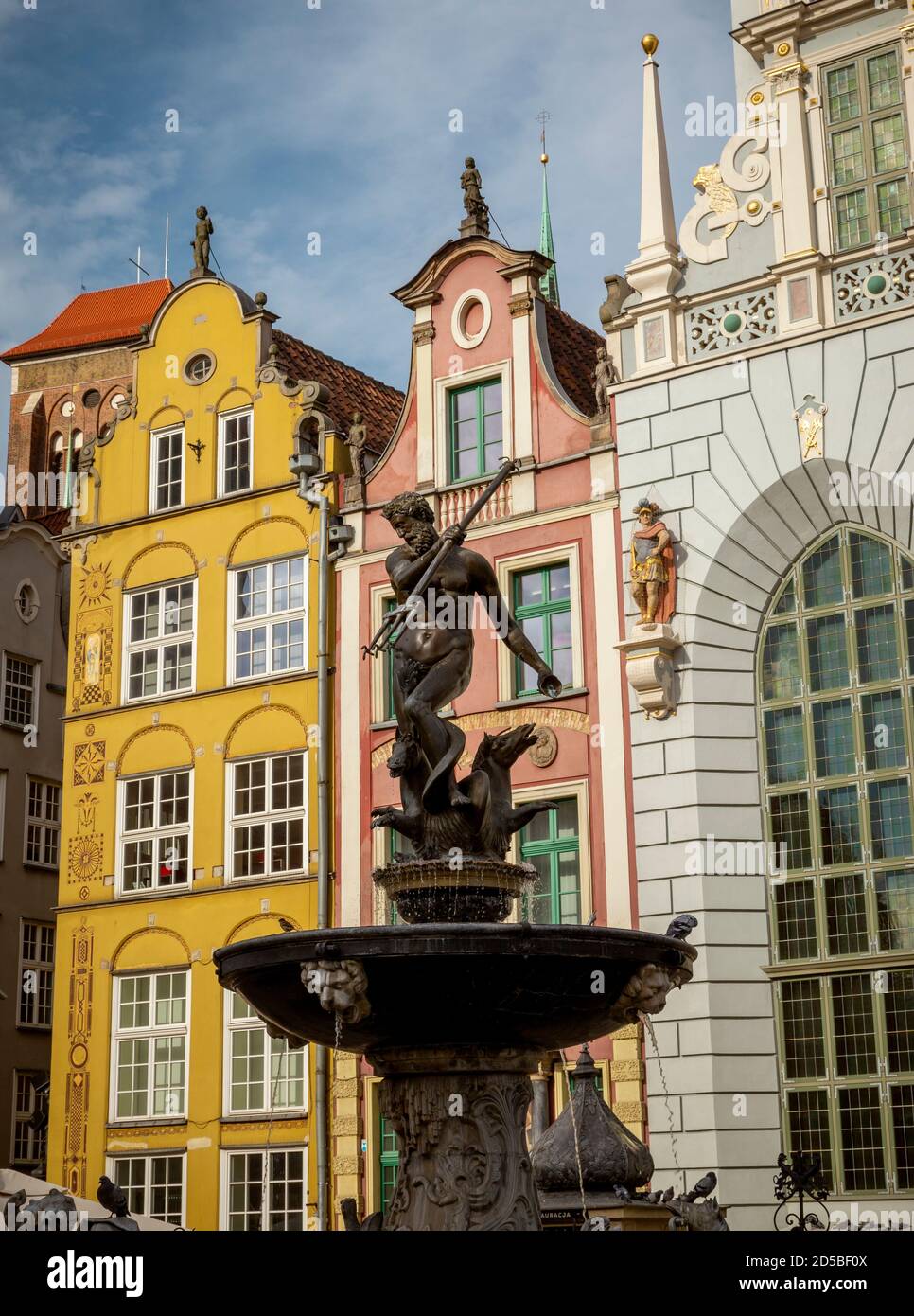 Neptuns Brunnen in der Altstadt von Danzig, Polen Stockfoto