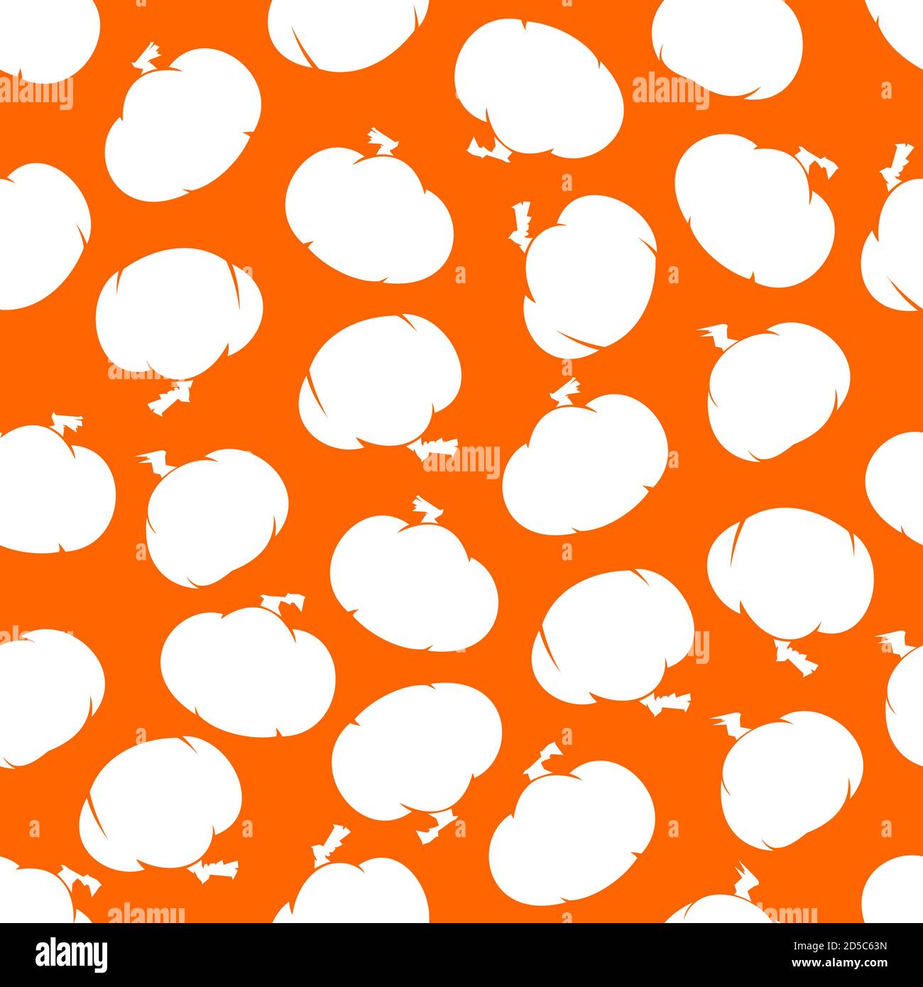 Weißer Kürbis Silhouette Vektor nahtlose Muster auf orangenen Hintergrund für Tapete, Verpackung, Verpackung und Hintergrund. Stock Vektor