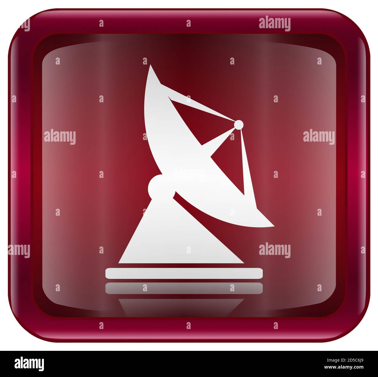 Antenne-Symbol rot, isoliert auf weißem Hintergrund Stockfoto