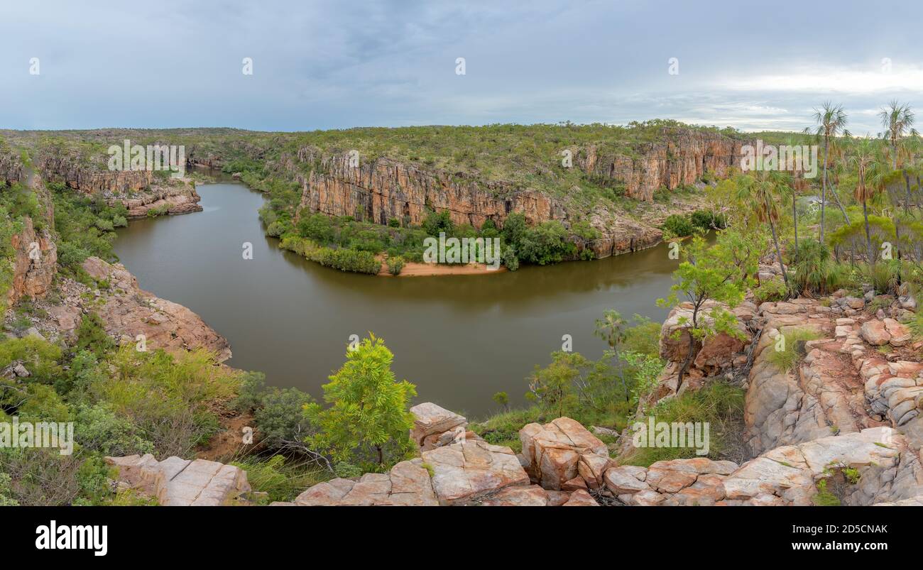 Blick auf den Nitmiluk National Park und den Katherine River, Northern Territory, Australien. Stockfoto