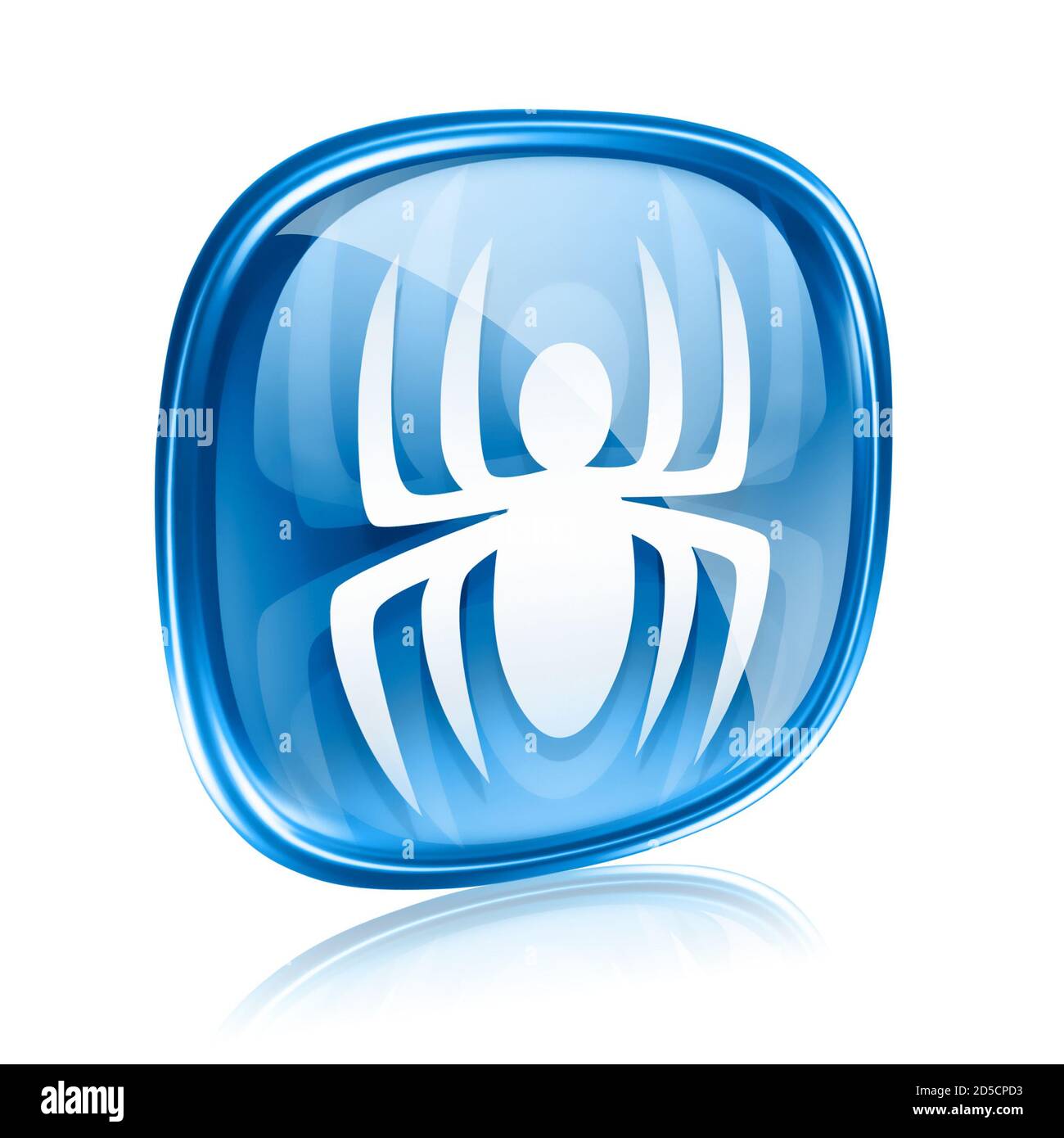 Virus Symbol blaues Glas, isoliert auf weißem Hintergrund. Stockfoto