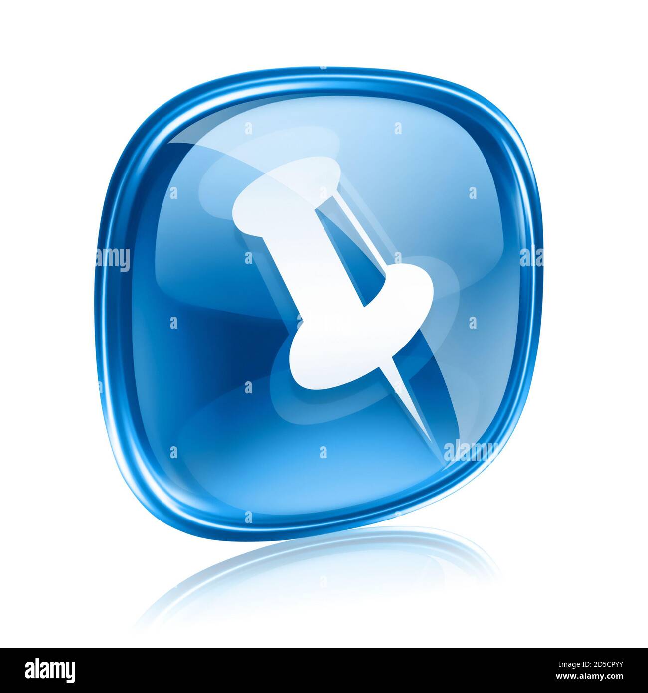 Daumennack Symbol blaues Glas, isoliert auf weißem Hintergrund. Stockfoto