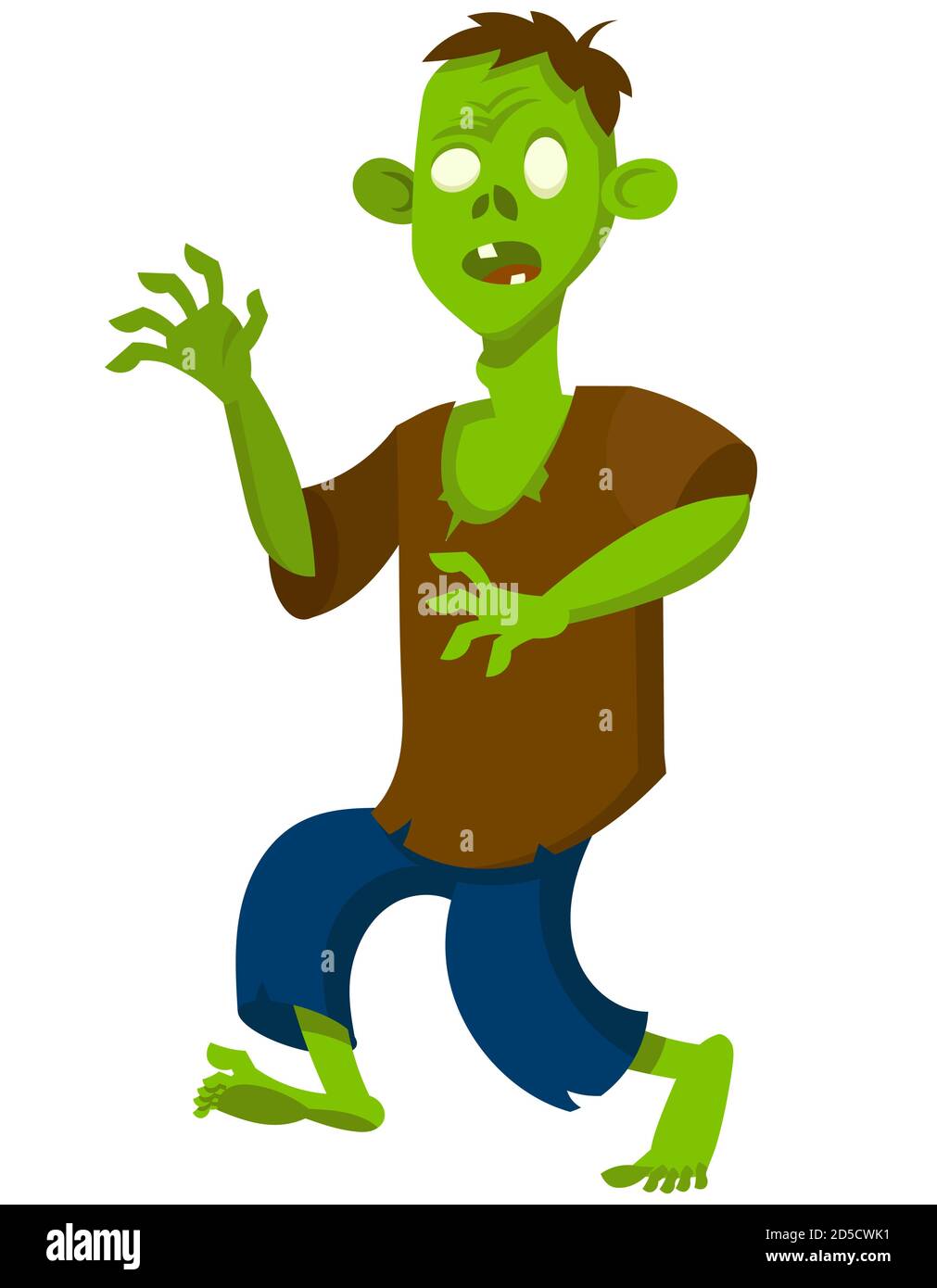 Zombie in einschüchternder Pose. Halloween-Charakter im Cartoon-Stil. Stock Vektor