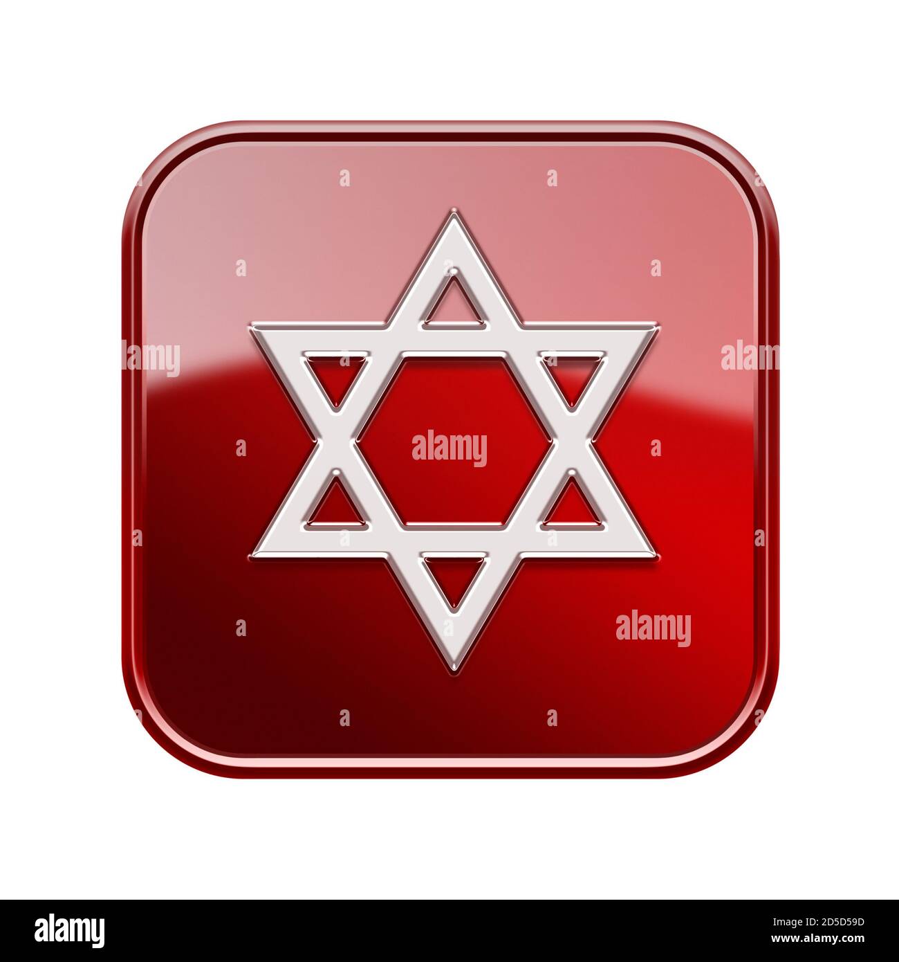 David Stern glänzend rot, isoliert auf weißem Hintergrund Stockfoto