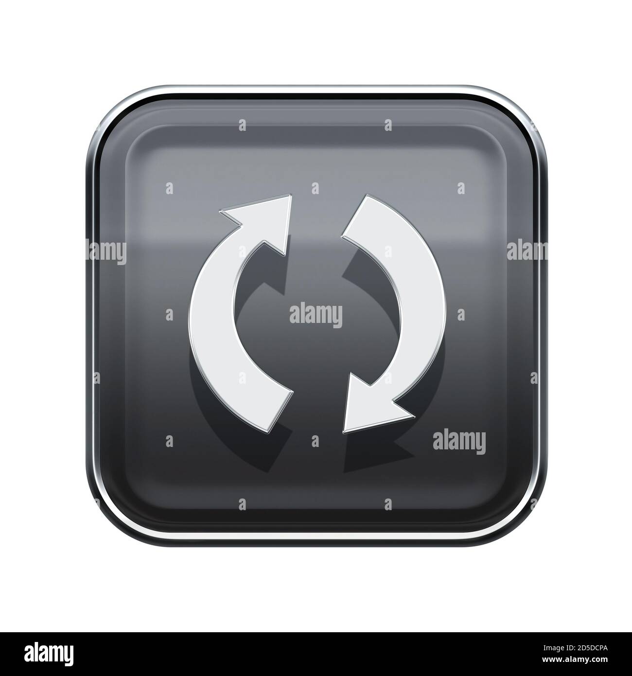 Aktualisierungssymbol glänzend grau, isoliert auf weißem Hintergrund Stockfoto