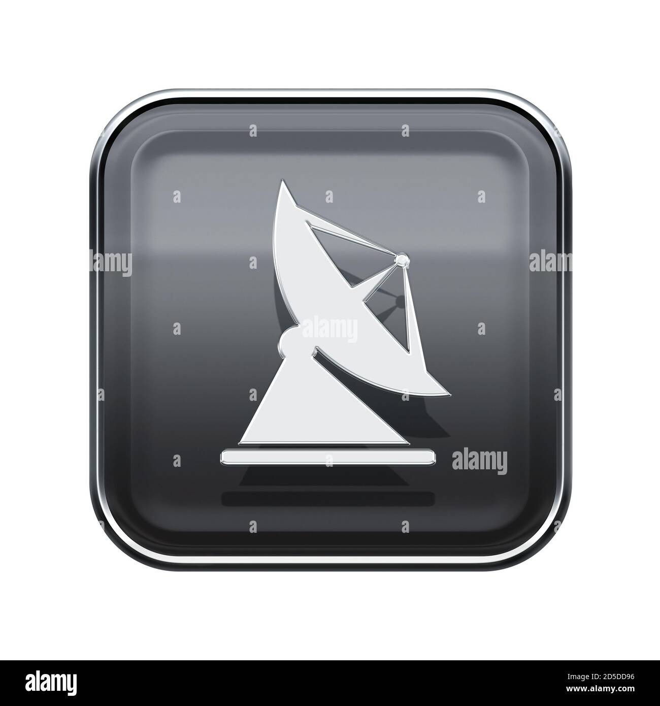 Antennensymbol glänzend grau, isoliert auf weißem Hintergrund Stockfoto