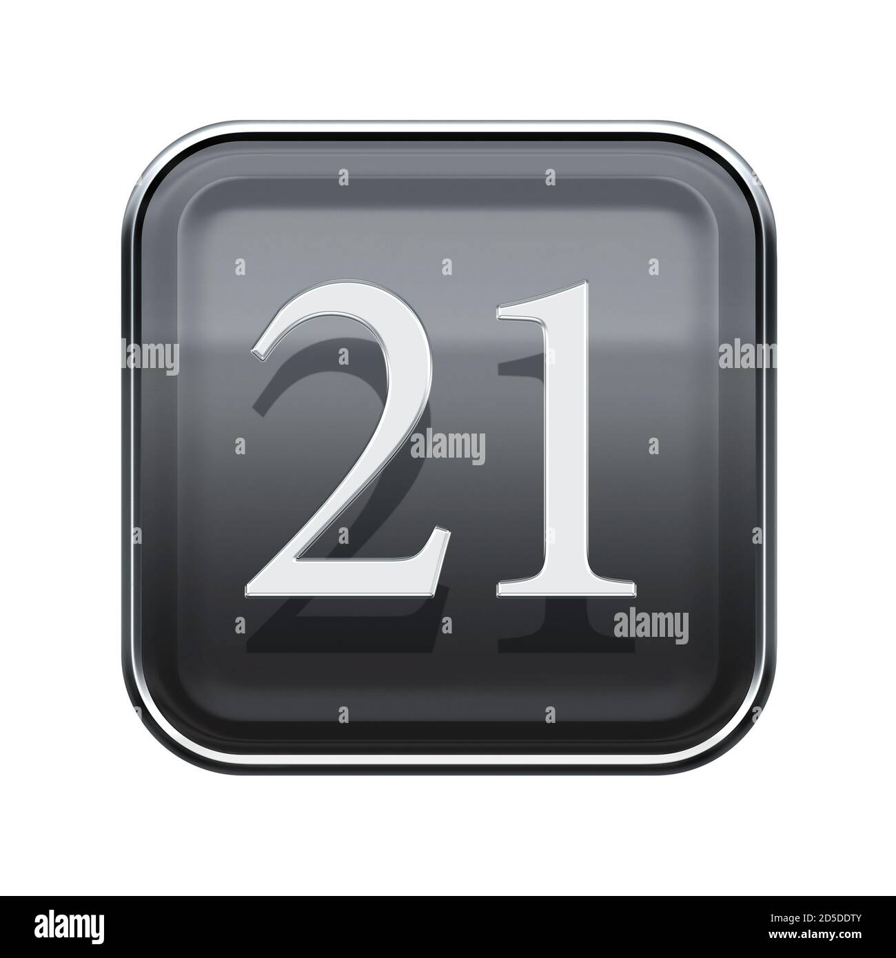 Einundzwanzig Symbol grau glänzend, isoliert auf weißem Hintergrund Stockfoto
