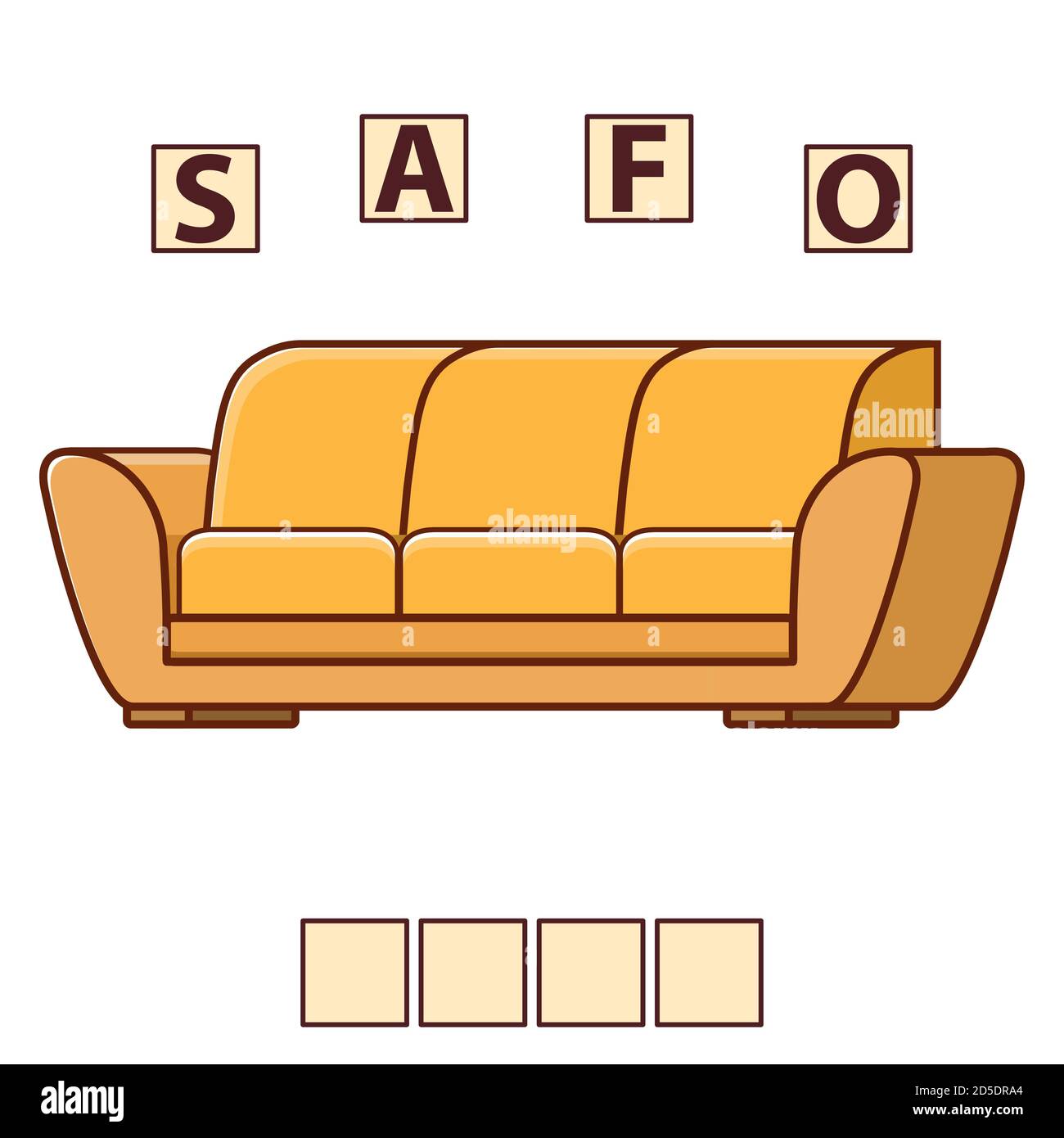 Spiel Wörter Puzzle Möbel Sofa . Bildung Kinder entwickeln  Stock-Vektorgrafik - Alamy