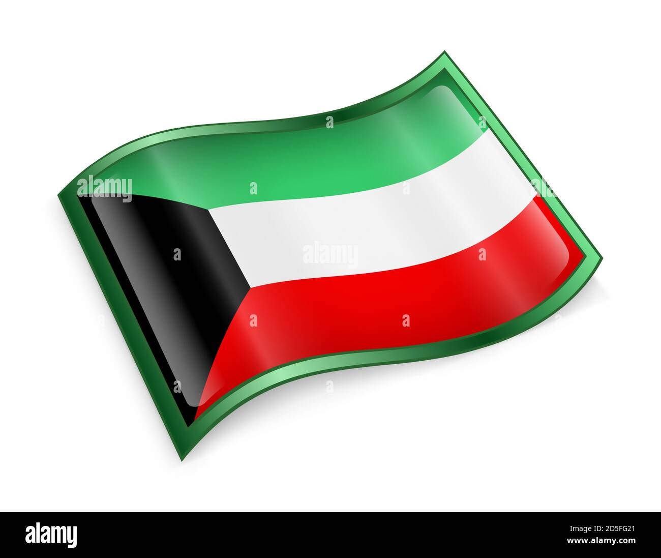 Kuwait Flaggensymbol, isoliert auf weißem Hintergrund. Stockfoto