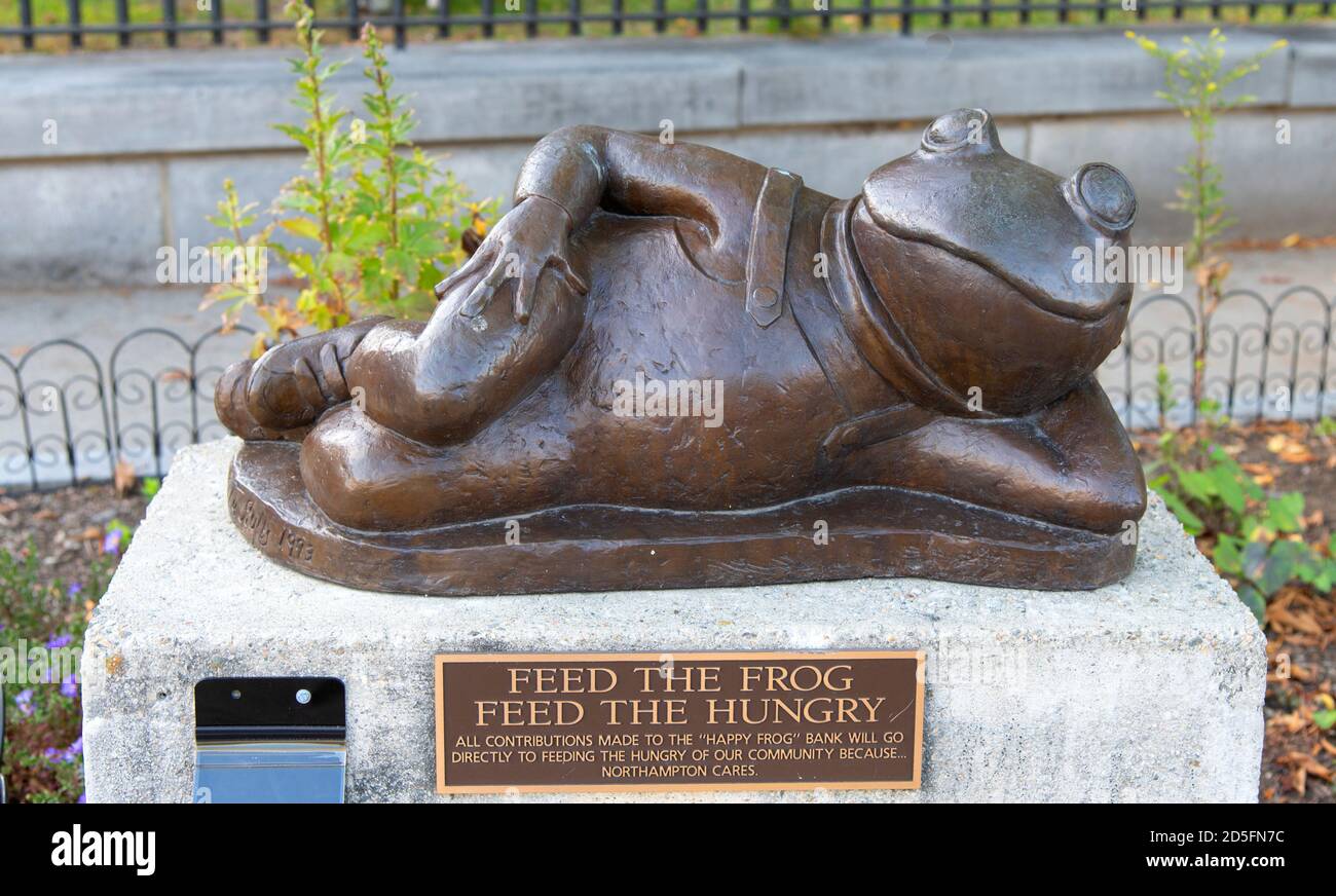 Die 'Happy Frog' Spendenaktion für Hungrige in der Innenstadt von Northampton, Massachusetts, USA Stockfoto