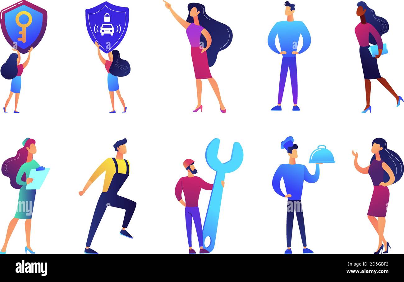 Berufe und Geschäftsleute Vektor Illustrationen Set. Stock Vektor