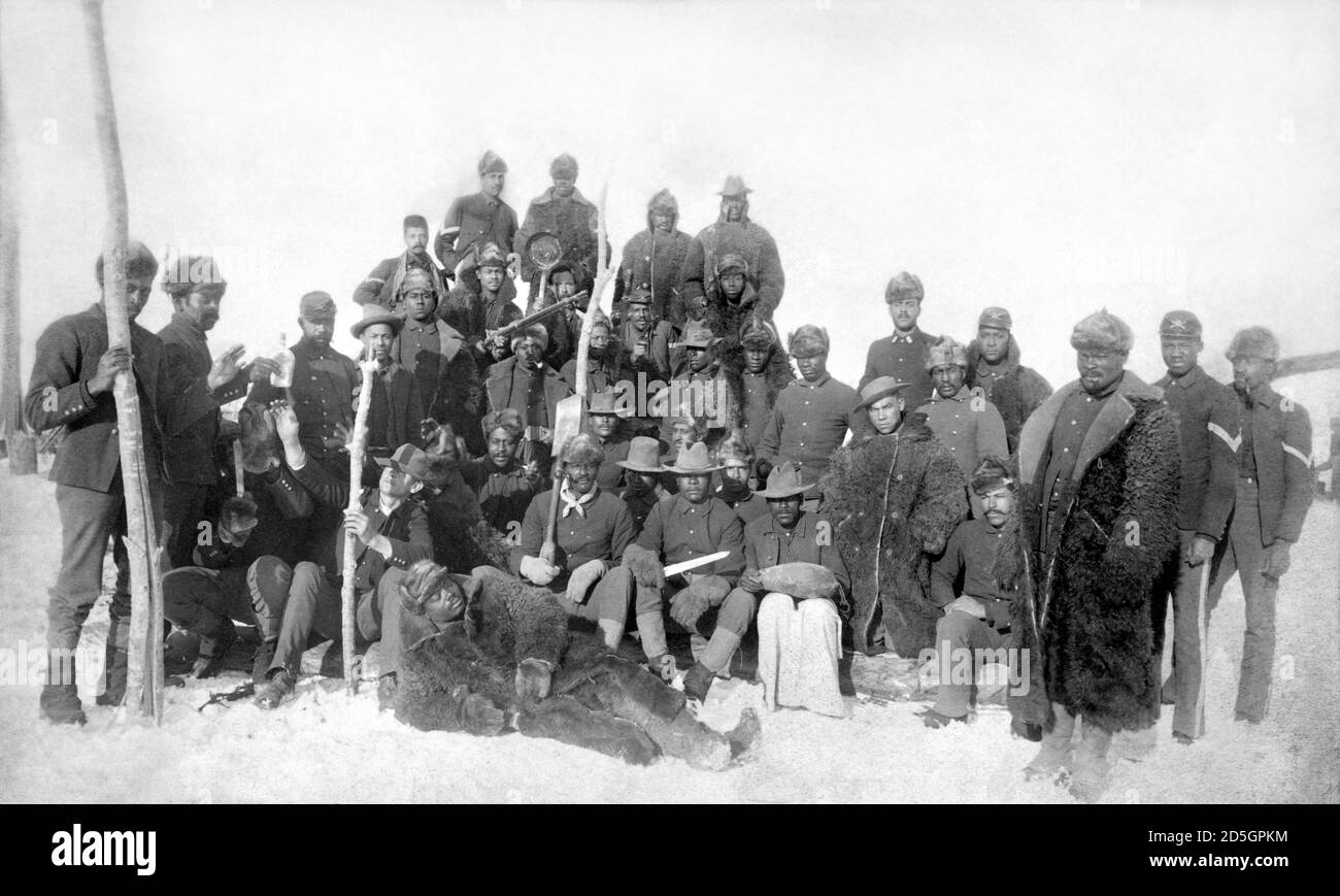 Buffalo Soldaten der 25. Infanterie in Ft. Keogh, Montana, c. 1890. Stockfoto