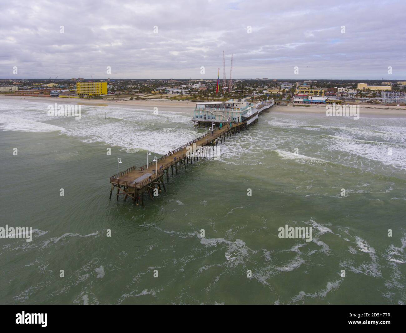 Daytona Beach Main Street Pier und Joe's Crab Shack Luftaufnahme an
