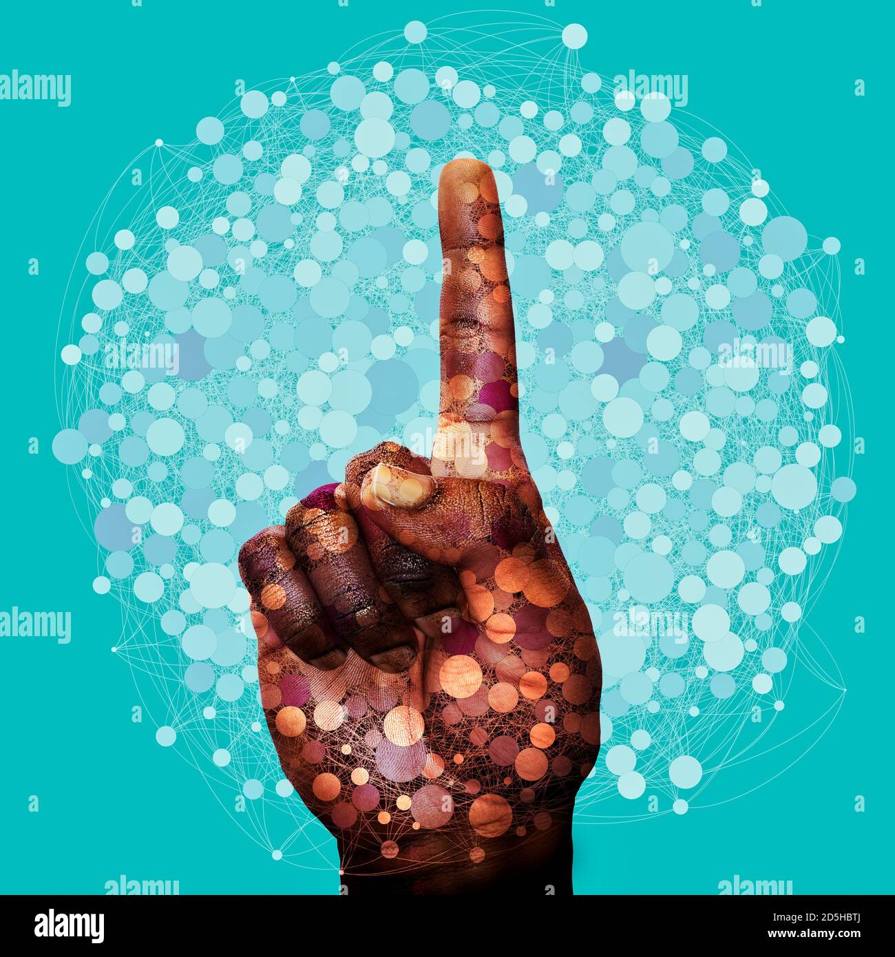 Eins. Finger zeigt nach oben, CGI-Werte sind nicht ERFORDERLICH Stockfoto