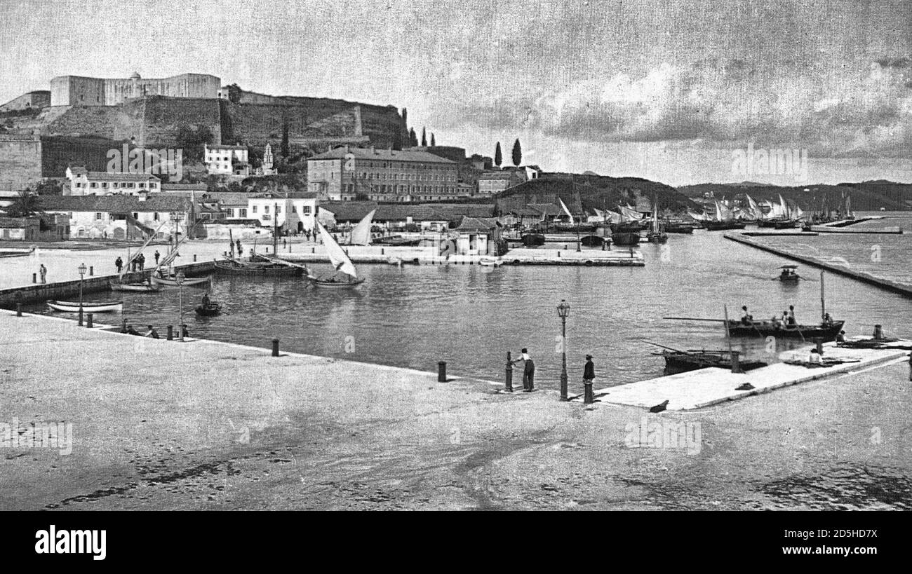 Hafen von Korfu, Griechenland 1890 Stockfoto