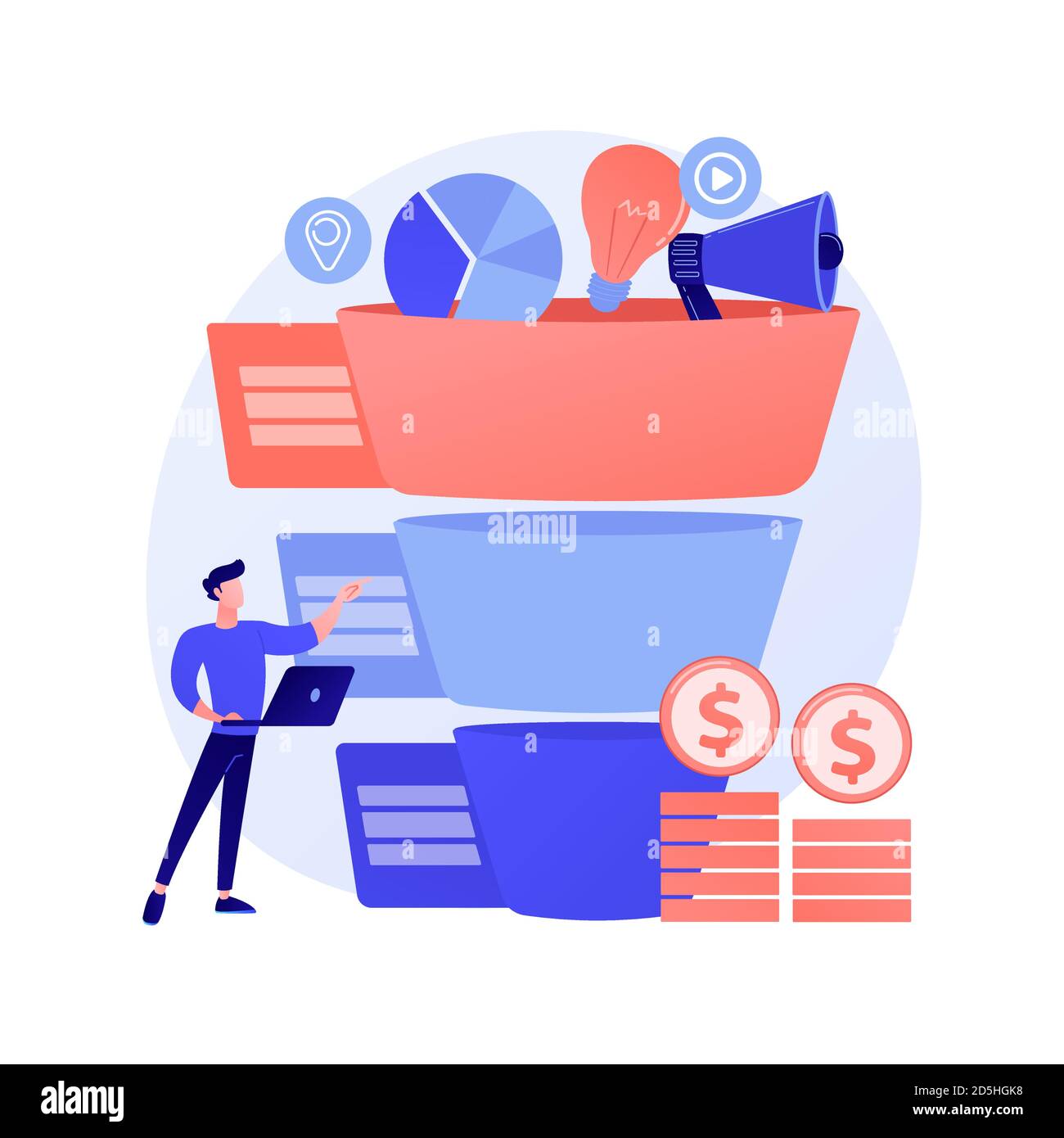 Sales Pipeline Management Abstract Concept Vector Illustration. Stock Vektor