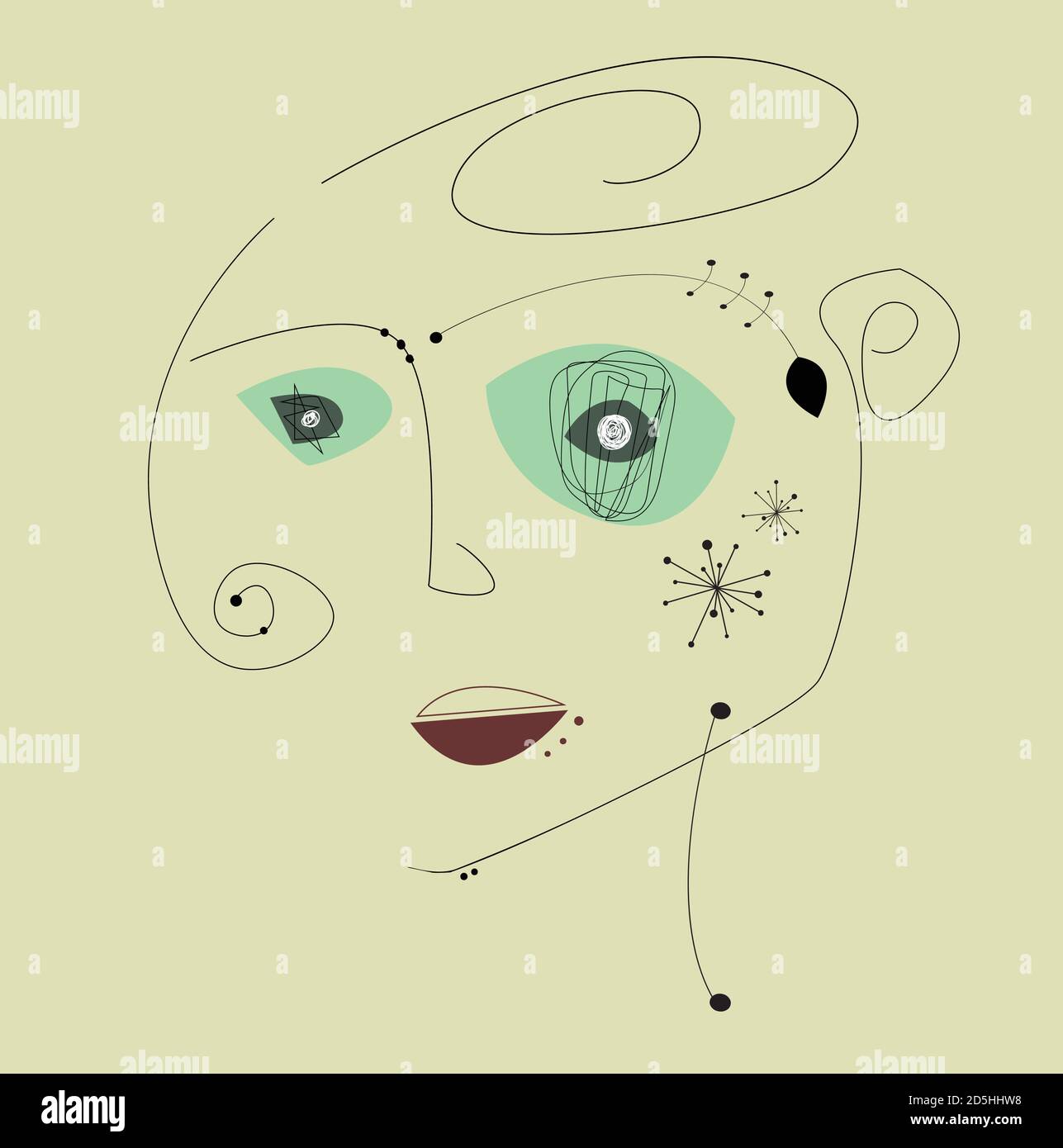 Einfache Hand trendy Linie Frau Porträt Kunst. Stilisierte Linie Kunst llustration. Stock Vektor