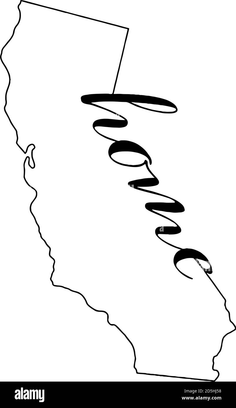 Kalifornien State Karte Umriss mit dem Wort Home, Vektor-Illustration Stock Vektor