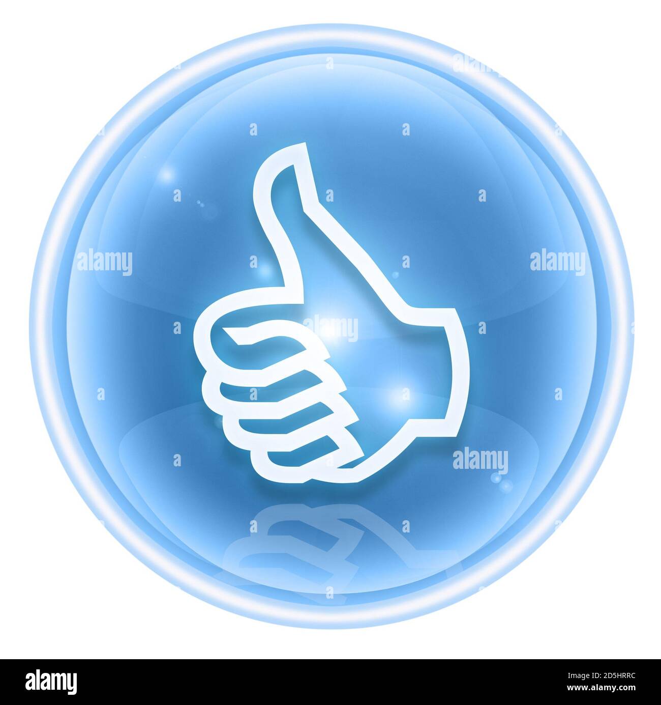 Daumen hoch Symbol ICE, Genehmigung Hand Geste, isoliert auf weißem Hintergrund. Stockfoto