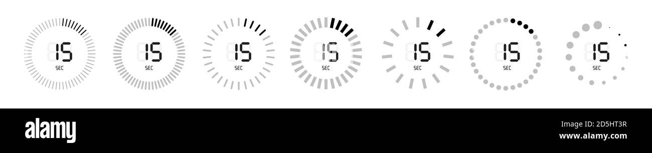 Ziff. der Uhr. Vintage Uhren Lünette, Sekundenuhr und 12 Stunden Uhr Rundskala. Uhren Rahmen Silhouette, Frist Stunde Stoppuhr Gesicht. Stock Vektor