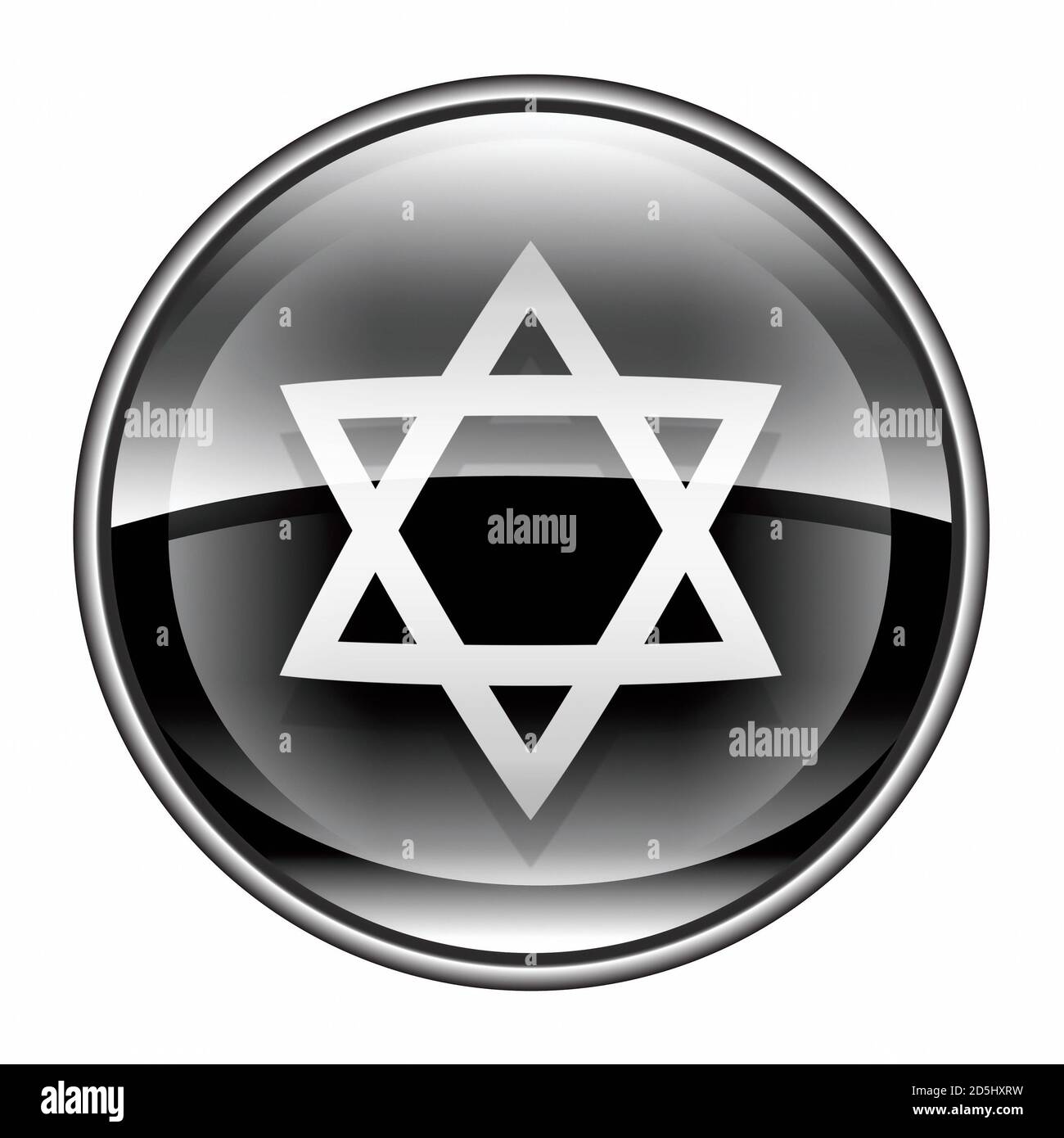 David Stern-Symbol schwarz, isoliert auf weißem Hintergrund. Stockfoto