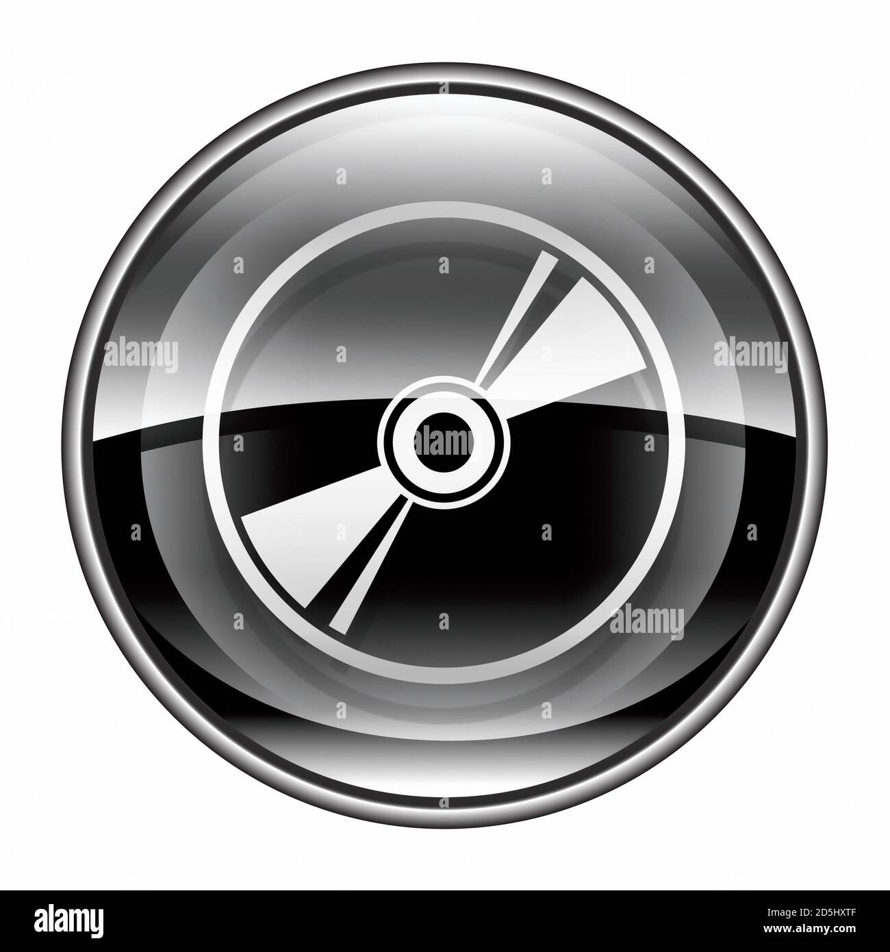 Compact Disc-Symbol schwarz, isoliert auf weißem Hintergrund Stockfoto