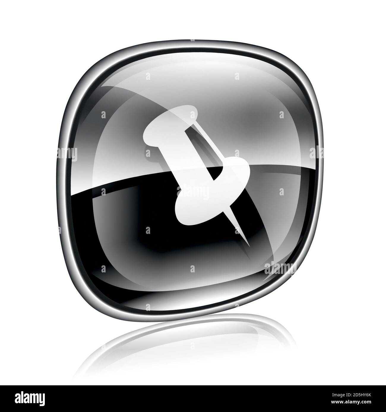 Daumennack Symbol schwarzes Glas, isoliert auf weißem Hintergrund. Stockfoto