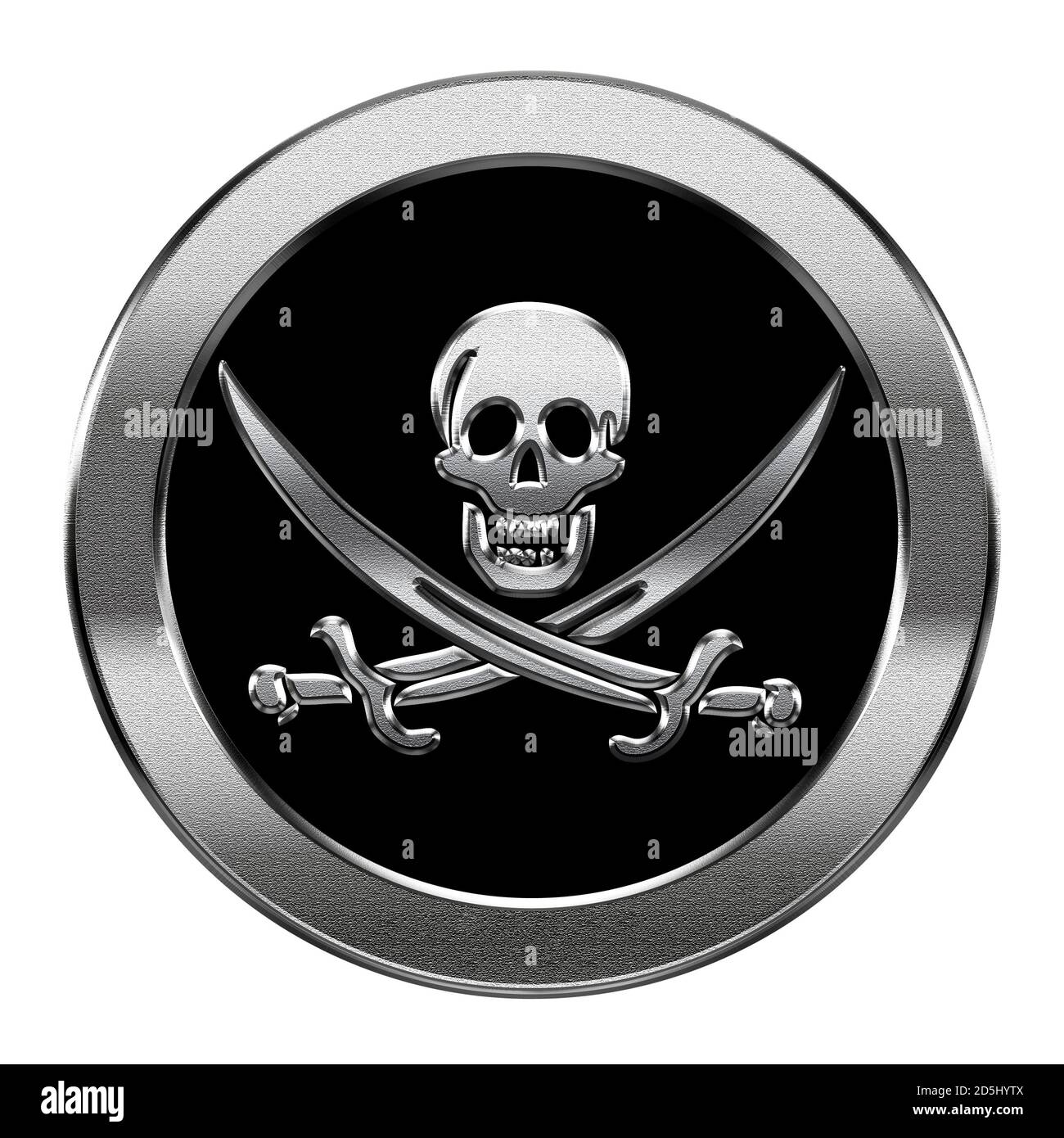 Pirate Icon silber, isoliert auf weißem Hintergrund. Stockfoto