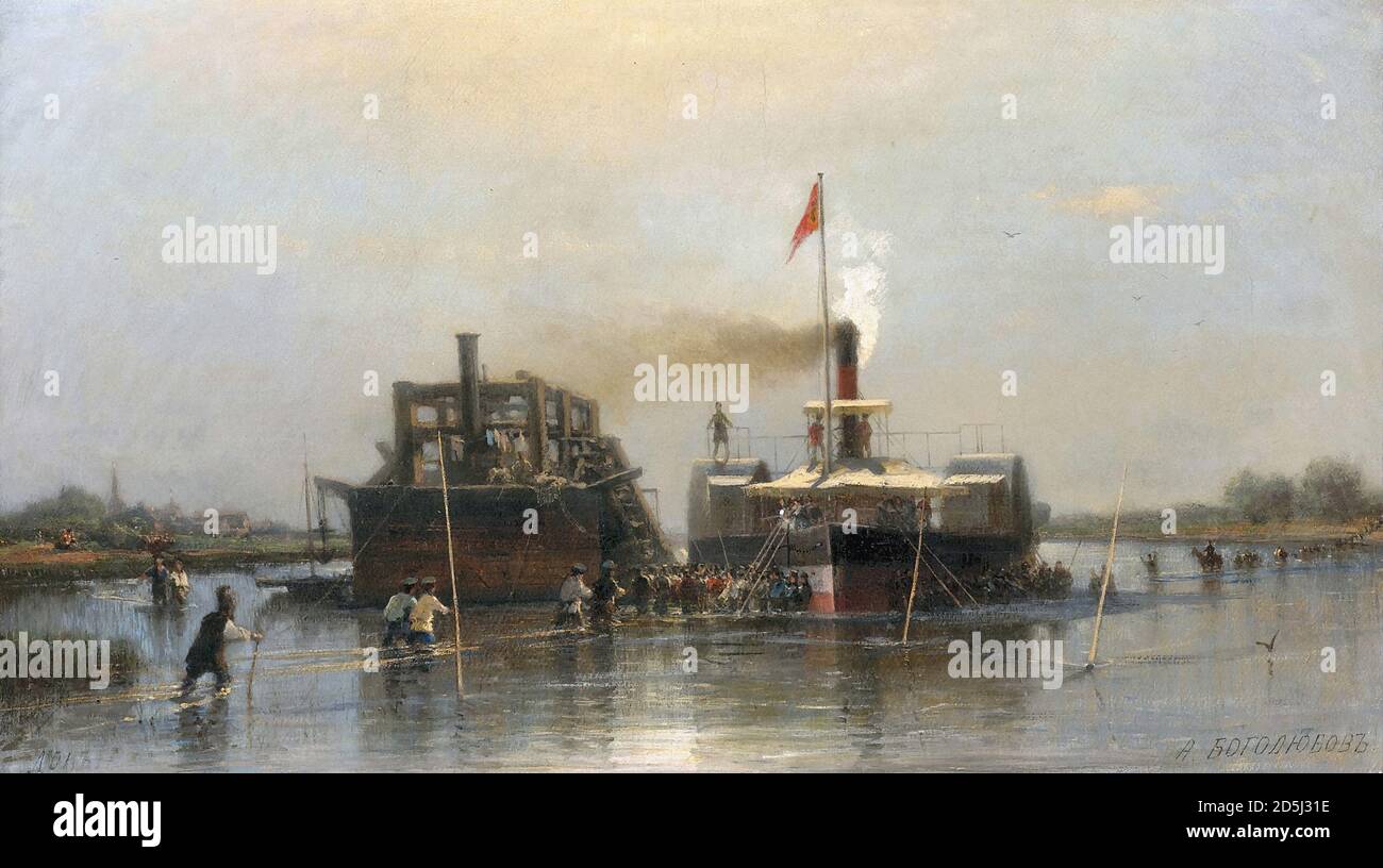 Bogoljuboff Alexei Petrowitsch - Don - das Dampfschiff 'kosaken' auf Grund - Russische Schule - 19. Jahrhundert Stockfoto