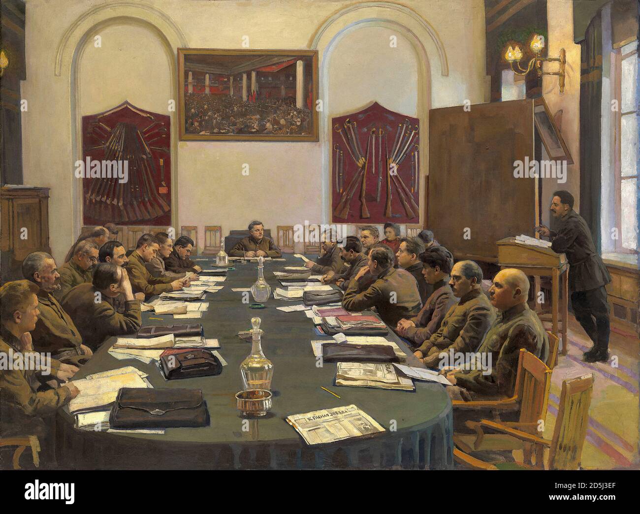 Brodski Isaak - Versammlung des Revolutionären Militärrates von Die UdSSR unter dem Vorsitz von Kliment Woroschilow - Russische Schule - 19. Jahrhundert Stockfoto