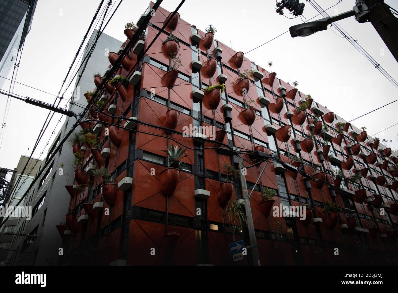 Low-Angle-Aufnahme des Osaka Organic Building in America-Mura, Japan Stockfoto