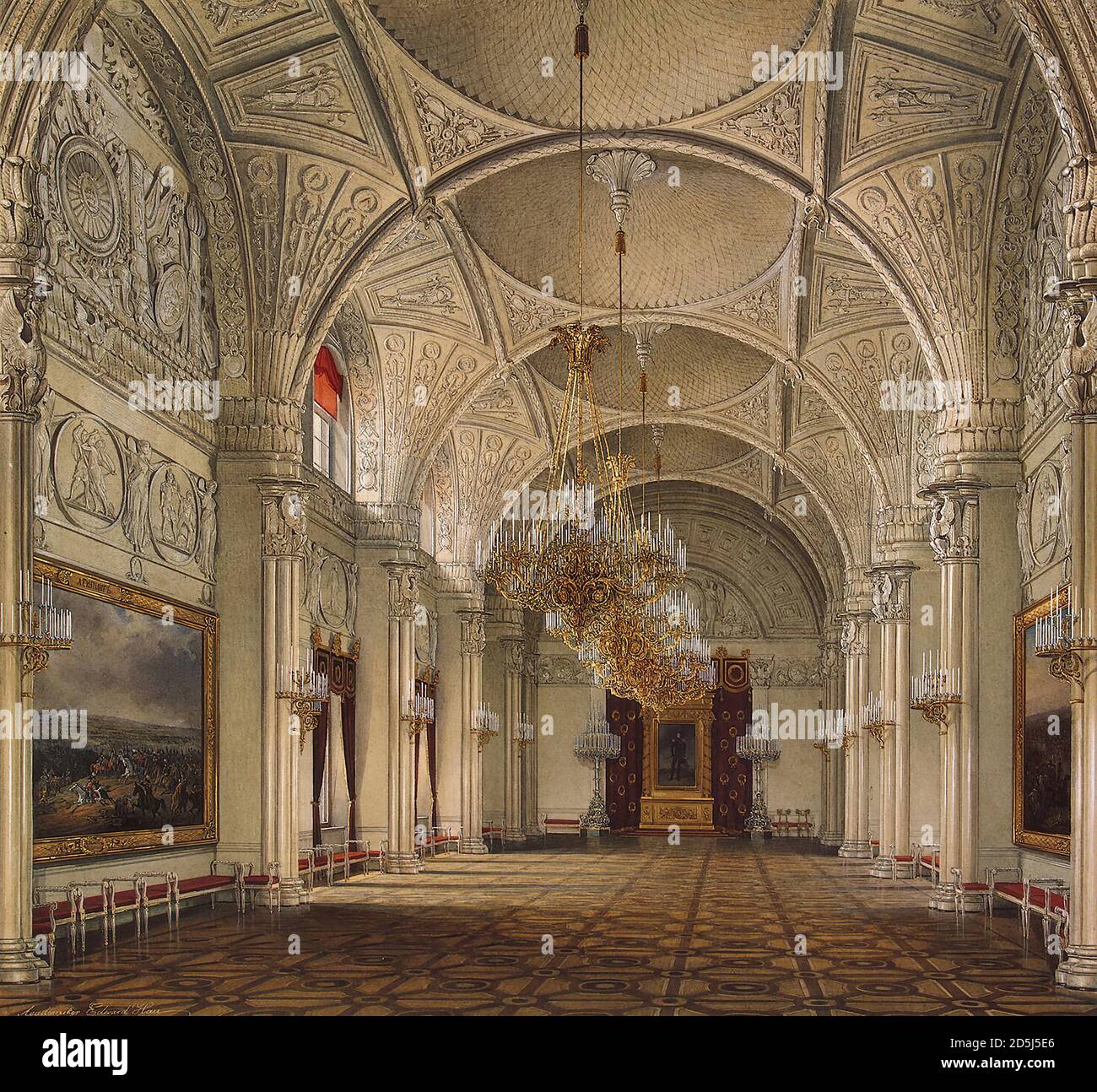 HAU Edward Petrovich - Innenräume des Winterpalastes - Die Alexander-Halle - Russische Schule - 19. Jahrhundert Stockfoto