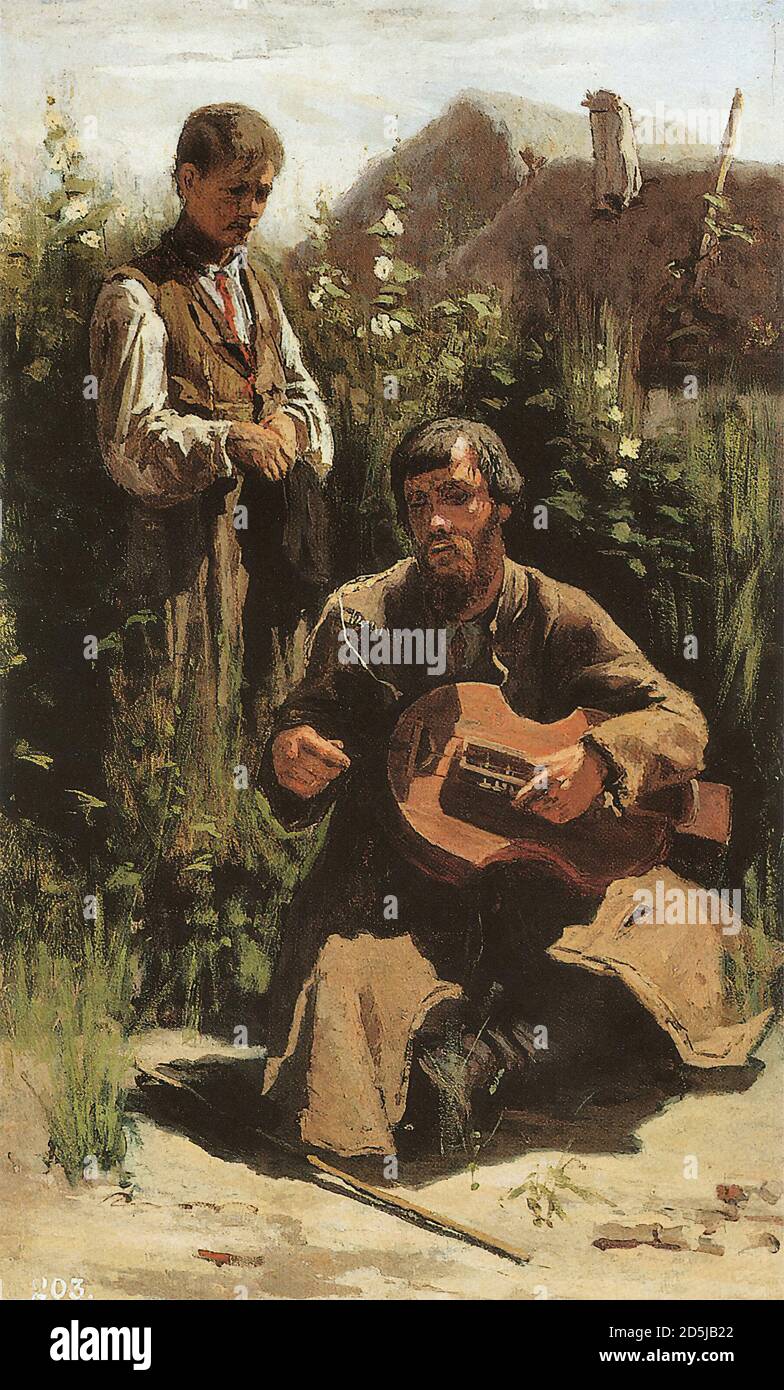 Bogoljuboff Alexei Petrovich - Blind Ukrainisch Bandura Spieler - Russisch Schule - 19. Jahrhundert Stockfoto