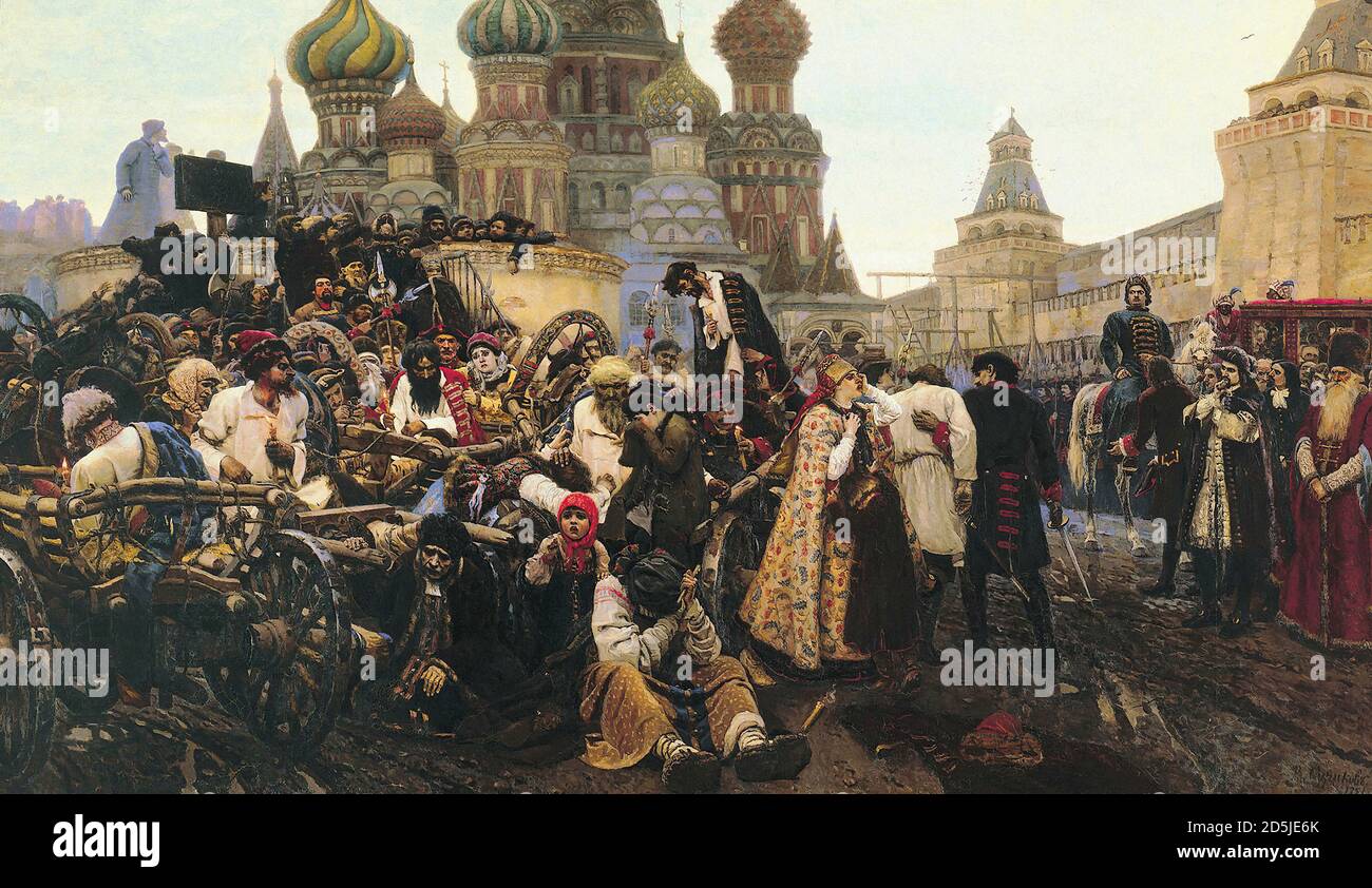 Surikov Wassili - Morgen der Exekution der Streets 01 - Russische Schule - 19. Jahrhundert Stockfoto