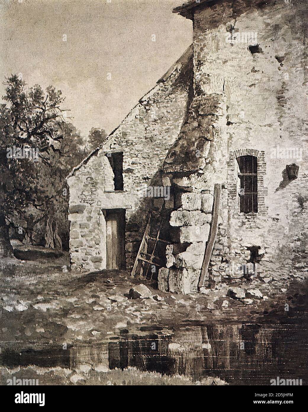 Shishkin Ivan - Altes Haus Bei Einem Weiher - Russisch Schule - 19. Jahrhundert Stockfoto