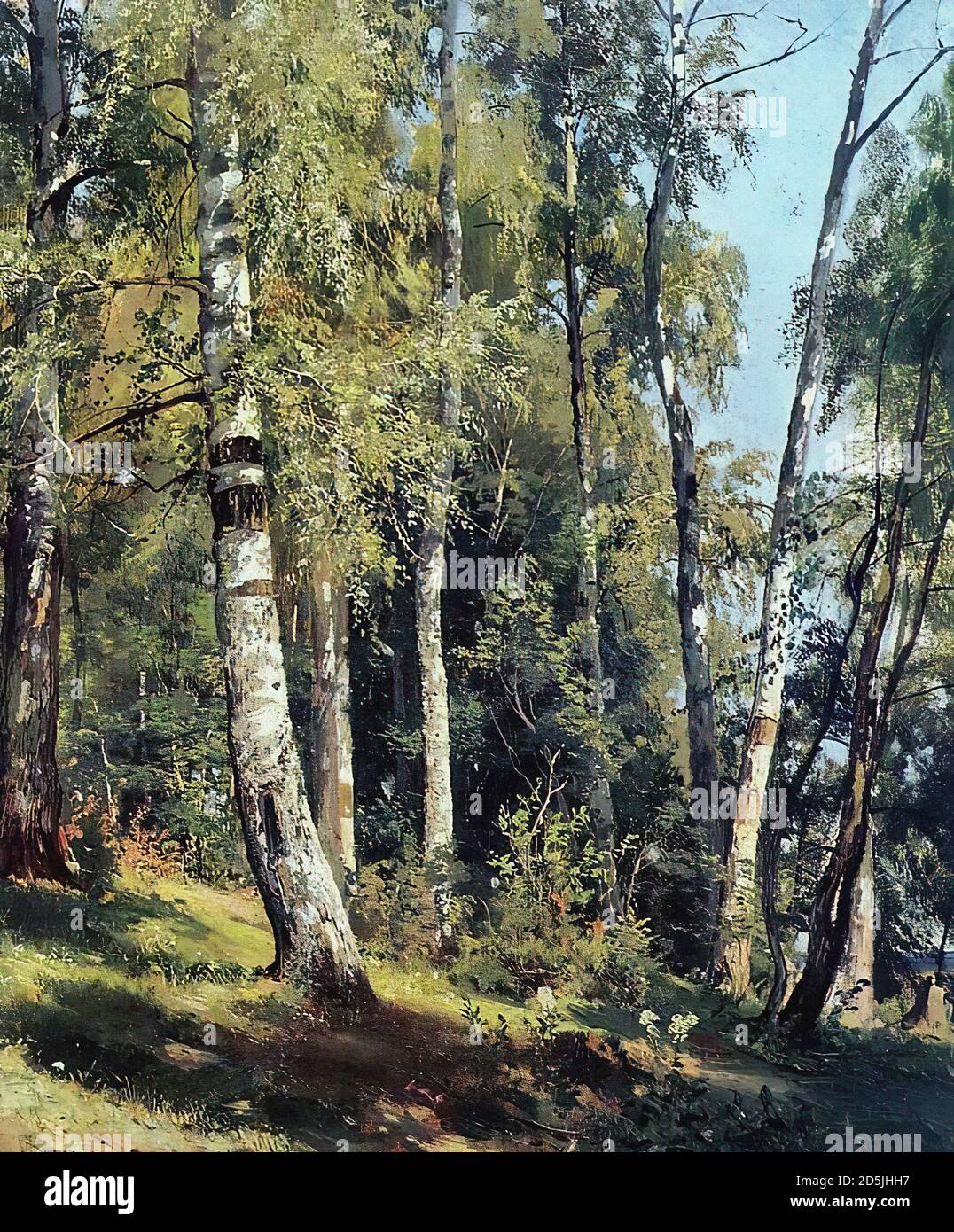 Shishkin Ivan - Birch Grove - Russische Schule - 19 Jahrhundert Stockfoto