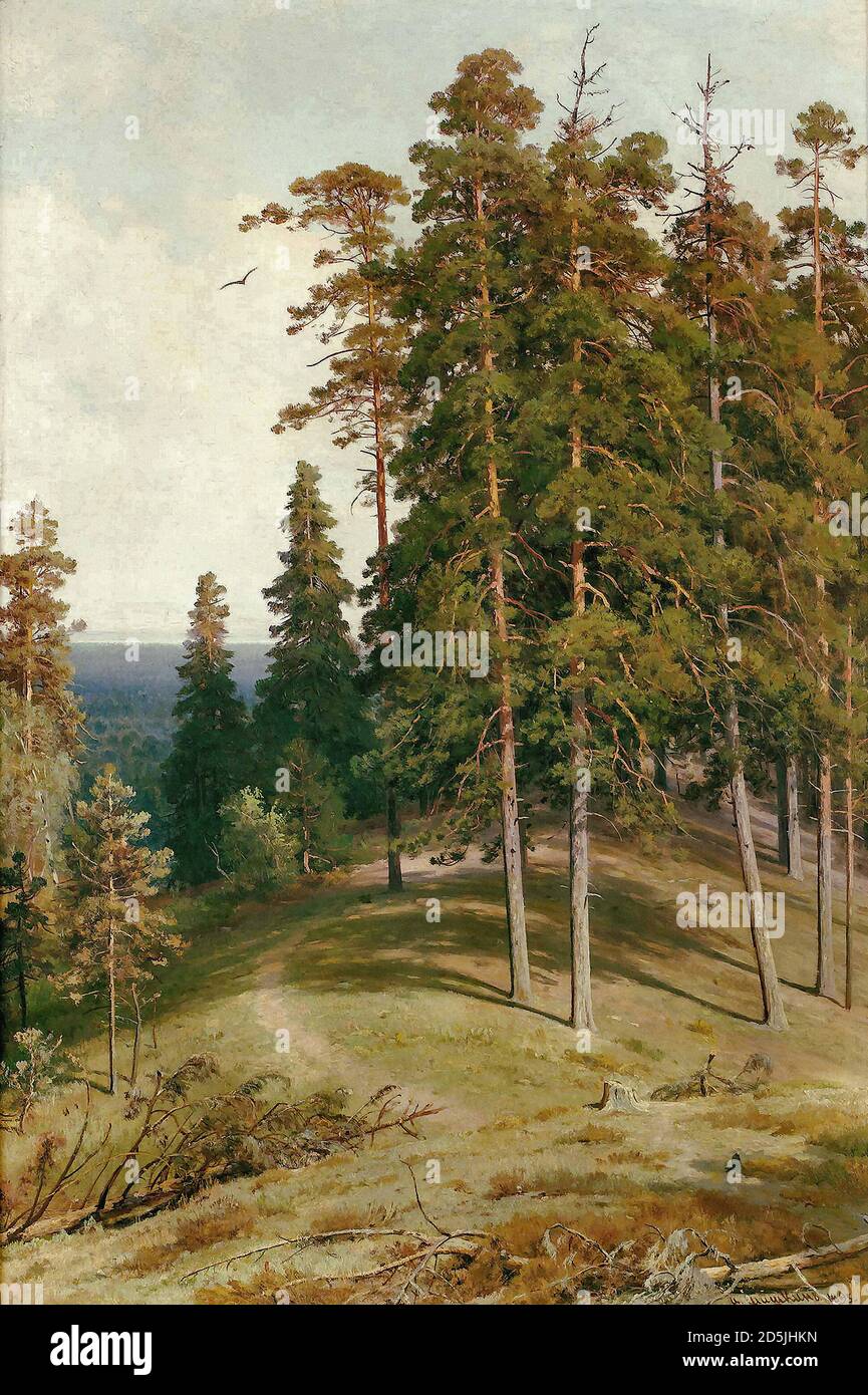 Schischkin Ivan - Waldstraße 1 - Russische Schule - 19. Jahrhundert Stockfoto