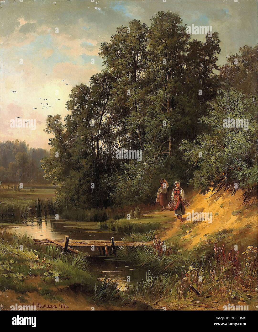 Shishkin Ivan - Waldlandschaft mit Figuren - Russische Schule - 19. Jahrhundert Stockfoto